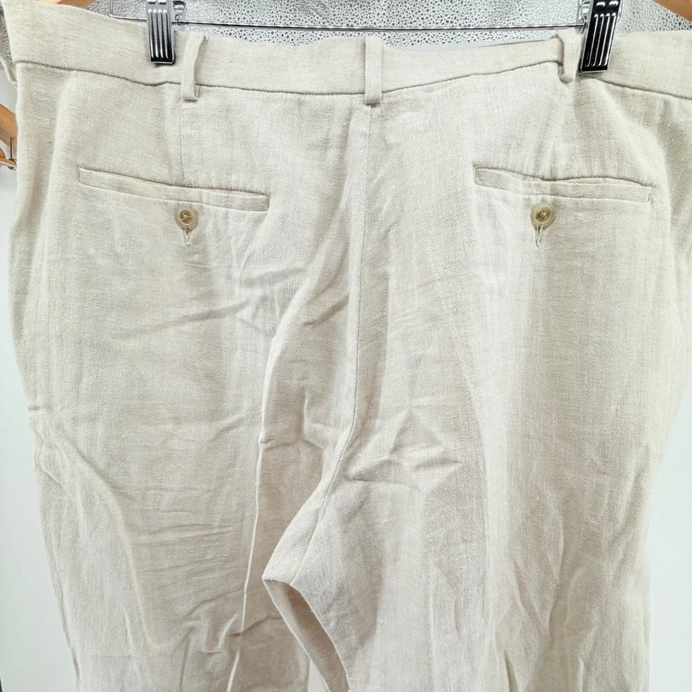Perry Ellis Linen Blend Flat Front Dress Pants Size 38/30 super‎ soft!